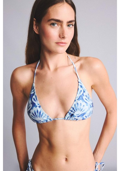 Defacto Regular Fıt Desenli Simli Kumaş Sax Mavi Bikini Üstü H1089ax26smbe114 Mavi-be114
