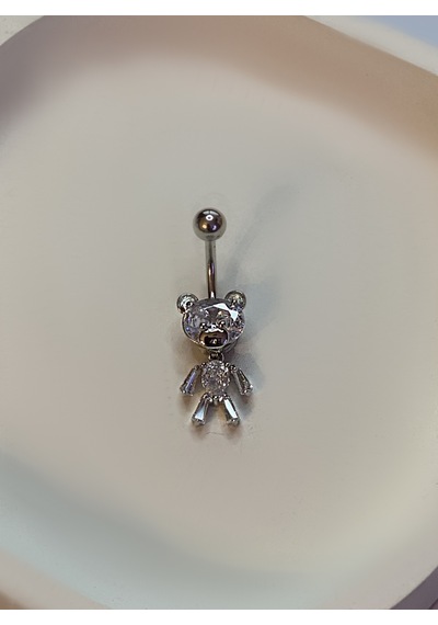 Kadın Taşlı Ayıcık Model Çelik Piercing Gümüş