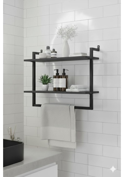 2'li Duvara Monte Banyo Rafları Antrasit Diğer