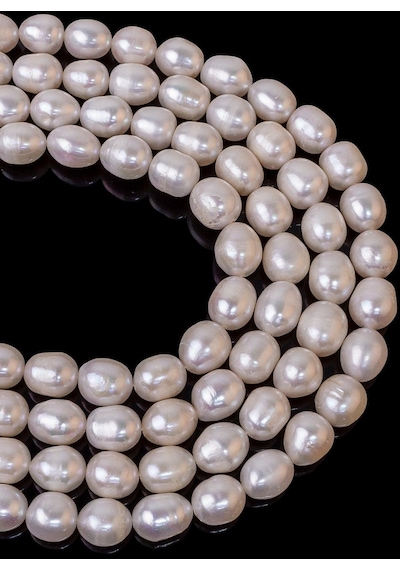 8 x 10 MM Arpa İnci Dizi Aa Gümüş