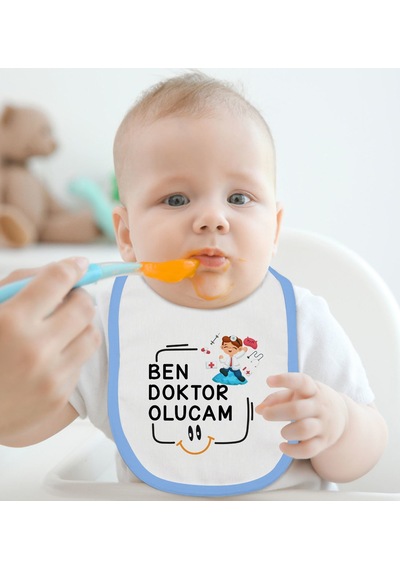 BK Kids Doktor Olucam Tasarımlı Mavi Bebek Mama Önlüğü-1
