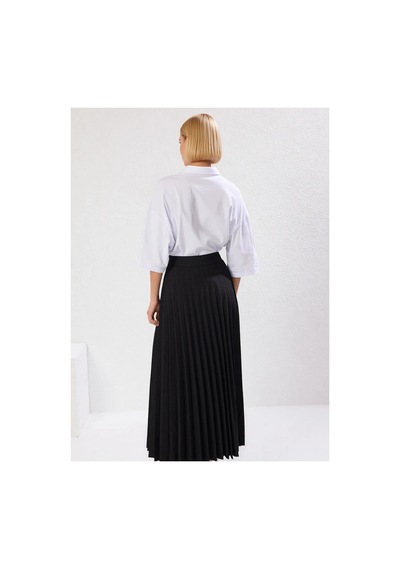 Frm Kadın Moda Stil Maxi Astarsız Dokuma Tesettür Piliseli Dokuma Ete Siyah