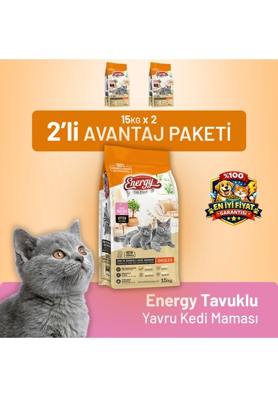 Tavuklu Yavru Kedi Maması 15 Kg - 2 Adet