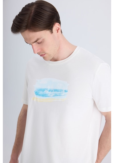 D's Damat Ds Damat Regular Fit Ekru Düz %100 Pamuklu T-shirt 4hc144701015m E01