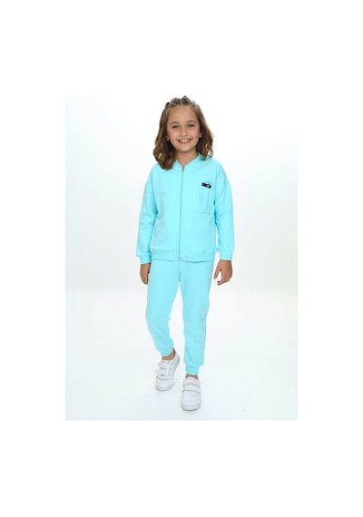 Toontoy Kids Toontoy Kız Çocuk Göğsü Cepli Armalı Eşofman Takım Su Yeşili