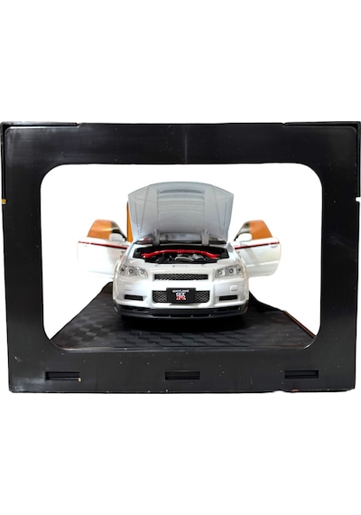 1:24 Metal Model Koleksiyon Araba Nissan Skyline Gt-r R34 Beyaz 19 Cm Döner Ön Tekerler