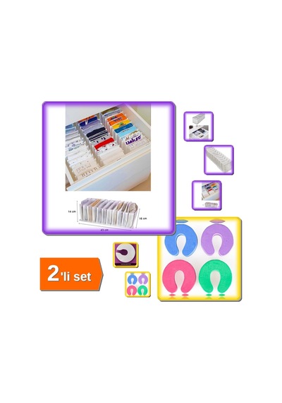 Akordiyon 11 Gözlü Çekmece Düzenleyici Organizer + Kapı Durdurucu Sünger Stoper 1 Adet - 2li Set P7u Belirtilmemiş
