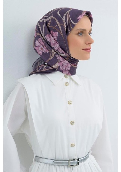 Armine İpek Eşarp 2026 Yaz - 9512-07 Koyu Mor Sura