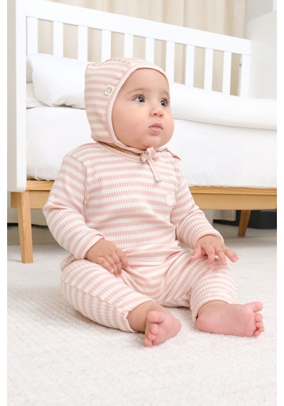 Organik Pamuklu Kaşkorse Modal Pembe Bebek Takımı Pembe