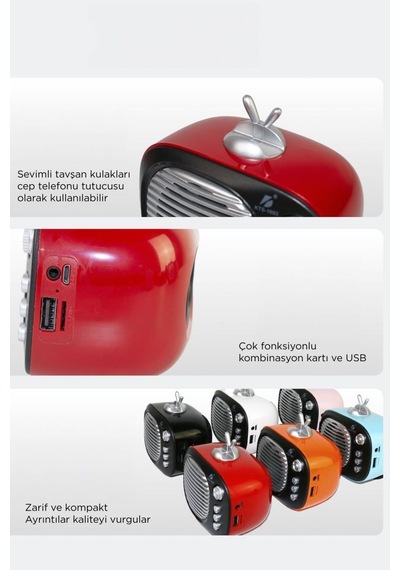 Torima Kts-1693 Bluetooth 5w Mini Hoparlör Tf Kart, Fm Radyo, Tws, Renkli Taşınabilir Tasarım