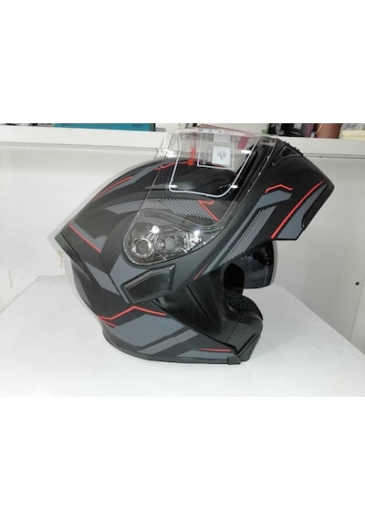 Jiekai Jk 902 Mat Siyah-orange Güneş Vizörlü Çene Açılır Kask