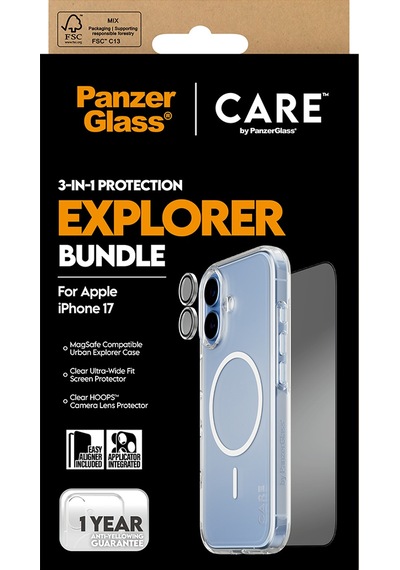 Care By Panzerglass Flagship Apple Uyumlu iPhone 17 3'lü Explorer Telefon Koruma Set- Bundle Uwf+kılıf+lens