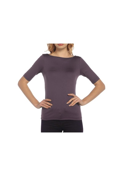 Bulalgiy Kadın Eflatun Basic Tişört - Bga782185 Eflatun