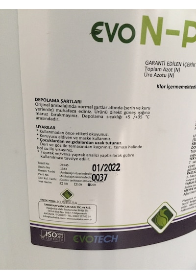 Evo  Plus Azotlu Gübre Çözeltisi 20 L