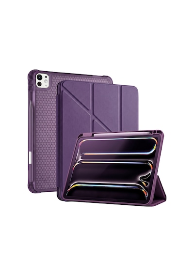 Ps Apple Uyumlu iPad Pro 13 İnç M5 / M4 Tri Folding Standlı Kılıf - Mor Kapaklı Kılıf