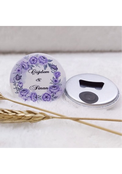Söz Hediyeliği Buton Açacak Magnet  Sarı Çiçekliı Uv Bas(30 Adet)