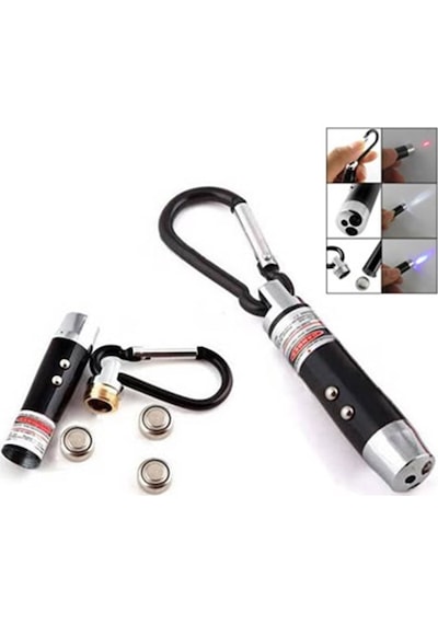 El Feneri Anahtarlık Lazer Led Fener Işıklı Anahtarlık 4 Fonksiyon