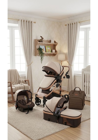 Lüks 4 Ü 1 Arada Travel Sistem Bebek Arabası Seti Portbebe, Ana Kucağı, Çanta,