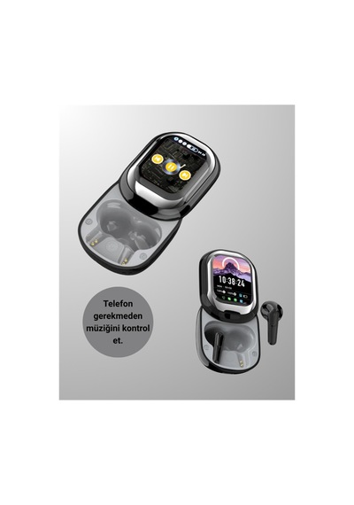 Akıllı Ekranlı Bluetooth 5.4 Kablosuz Kulaklık Dokunmatik Ve Şarj Kutulu Renk
