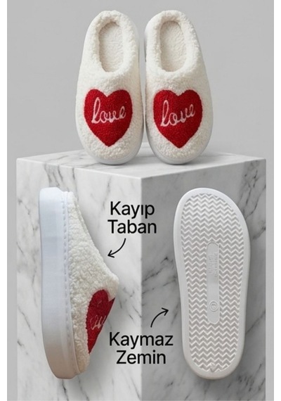 Hafif Ve Yumuşak Peluş Kaymaz Taban Anne Çocuk Misafir Kalp Love Yazılı Ev Terliği 5808 Kırmızı Hafif Ve Yumuşak Peluş Kaymaz Taban Anne Çocuk Misafir Kalp Love Yazılı Ev Terliği 5808 Kırmızı