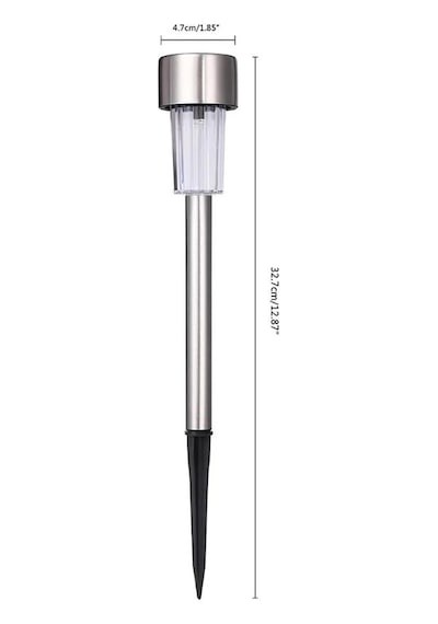 20'li Metal Gövdeli Beyaz Ledli Solar Güneş Enerjili Bahçe Lambası 30 Cm Saplama Gümüş