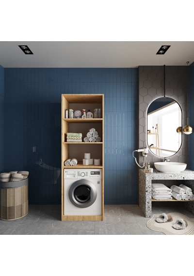 Venedik Çamaşır Ve Kurutma Makinesi Dolabı Banyo Dolabı Meşe Meşe