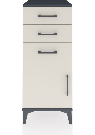 Hyperion Komodin Tek Raflı 3 Çekmeceli Tek Kapaklı 44x44x106 ... Antrasit