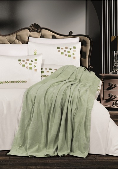 Goldroom Ahenk 7 Parça Pamuklu Pike Takımı. Mint Yeşili
