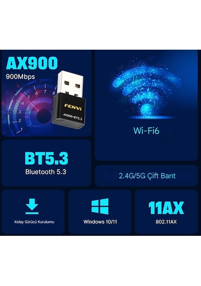 Fenvi Wifi-6 Wifi+bluetooth 5.3 Adaptörü Yüksek Çekim Ce Sertifik