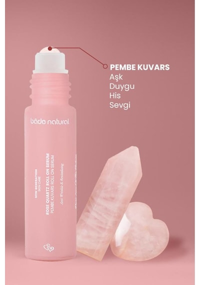 Bade Natural Pembe Kuvars Roll On Yüz Masaj Serumu 10 ML