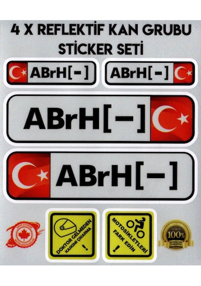TR AB rH - Reflektif Kan Grubu Seti Sticker Çınar Extreme