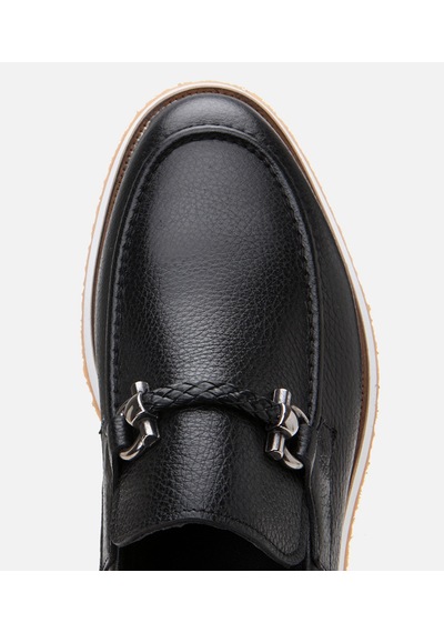 Hotiç Erkek Deri Siyah Spor Tabanlı Klasik Loafer