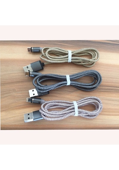 Apple     Uyumlu iPhone Type-c Android 3 Yuvarlak Başlık Manyetik Şarj Usb Kablosu- 5775
