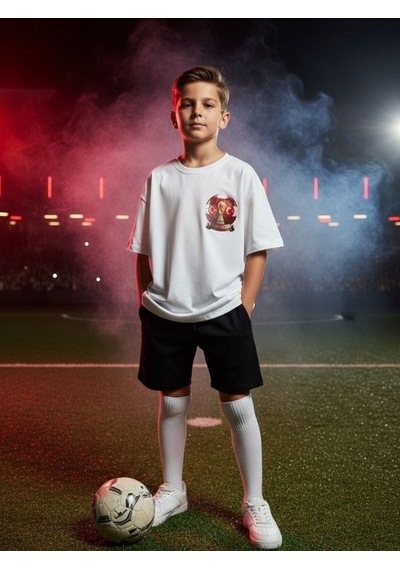 Zekids Erkek Çocuk World Cup 2026 Baskılı T-shirt-17255 Beyaz