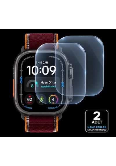 Apple Watch Ultra 4 49mm İle Uyumlu Ekran Koruyucu A3579 Nano Parlak 9h Esnek Cam Çizilmeye Dayanıklı