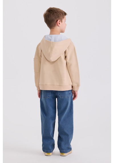 Panço Erkek Çocuk Fermuarlı Bej Sweatshirt 2611bk08003 Krem