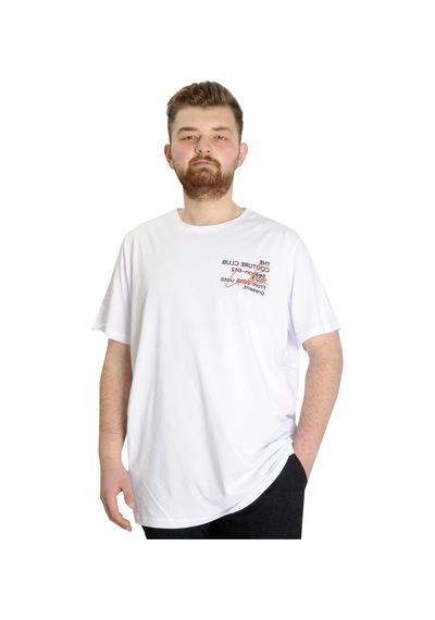 Mode Xl Büyük Beden Erkek T-Shirt Culture 23146 Beyaz 001