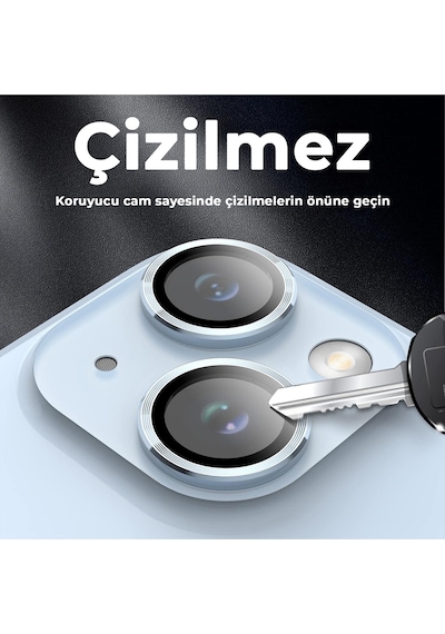 İphone 14 / 14 Plus Uyumlu Safir Lens Çizilmez Dayanıklı Kamera Koruyucu