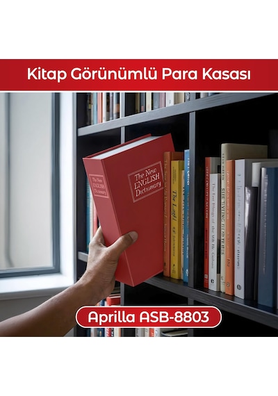 Aprilla Sb-8803 Kitap Görünümlü Para Kasası, Anahtarlı Gizli Saklama Kutusu Kırmızı
