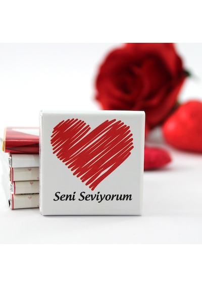 Dark Brown SENİ SEVİYORUM Yazılı Madlen Çikolata Bitter ve Sütlü 72 Adet