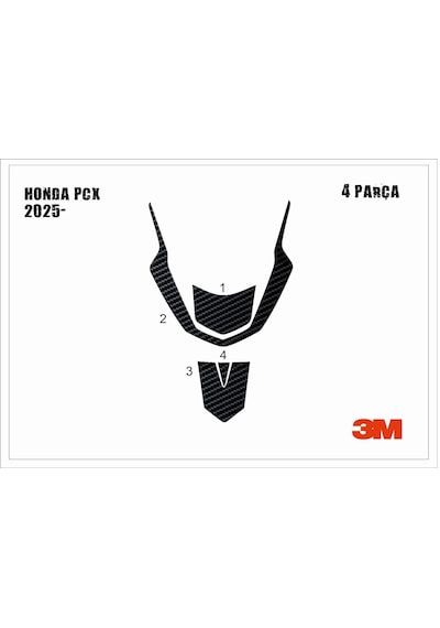Honda Pcx 2025- Tank Pad Ve Grenaj Kaplama 4 Parça Siyah 30318943