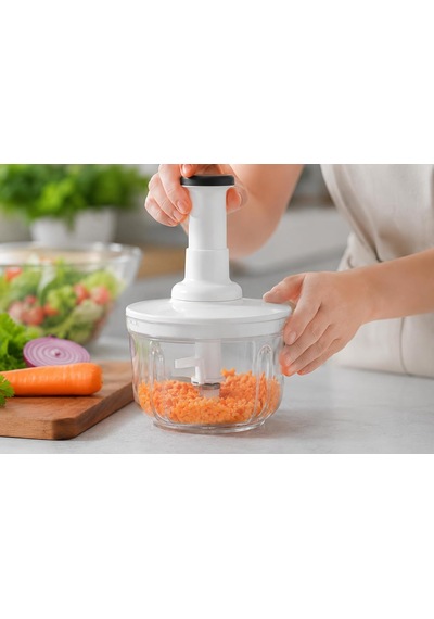 Basmalı Rondo Doğrayıcı, 1500 Ml Kapasiteli, Şeffaf Hazne, Paslanmaz Çelik Bıçak, Bpa İçermez