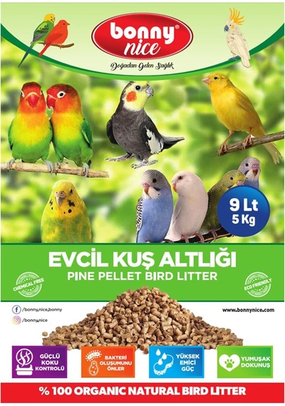 Bonnynice Bonny Nice Doğal Çam Pelet Evcil Kuş Kafes Altlığı 5 Kg 9 Lt 1 Adet
