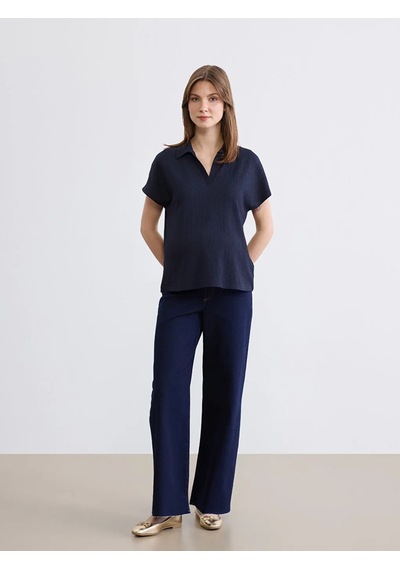 Lc Waikiki İndigo Karın Panelli Wideleg Hamile Jean Pantolon Indigo