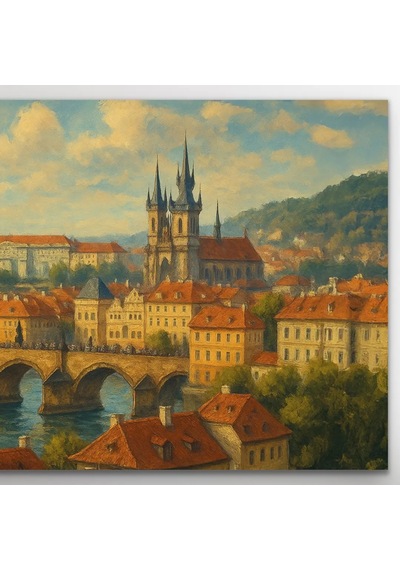Prag Şehir Manzarası Kanvas Tablo 60x120cm Çok Renkli