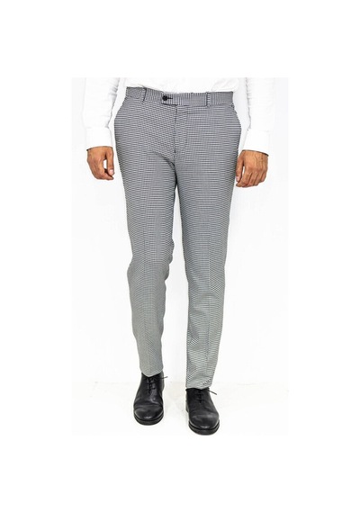 Wessi Kaz Ayağı Desenli Slim Fit Gri Erkek Pantolon Gri