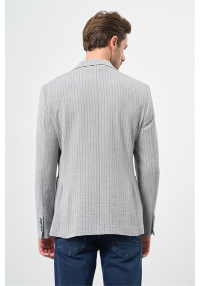 İmza Gri Çizgili Gofreli Kırlangıç Yaka Likralı 6 Drop Slim Fit Dar Kesim Klasik Ceket 1002240111 Gri İmza Gri Çizgili Gofreli Kırlangıç Yaka Likralı 6 Drop Slim Fit Dar Kesim Klasik Ceket 1002240111 Gri