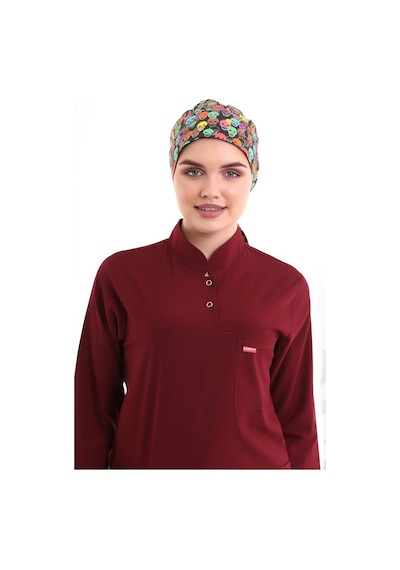 Renkli Kuru Kafa Desenli Tesettür Cerrahi Bone​​​​​​​ - Tesettür-9007 Rekli Kuru Kafa-Standart