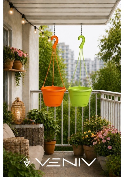 2 Adet Askılı Dekoratif Saksı 18 Cm Çap Yükseklik 12 Cm 31254769