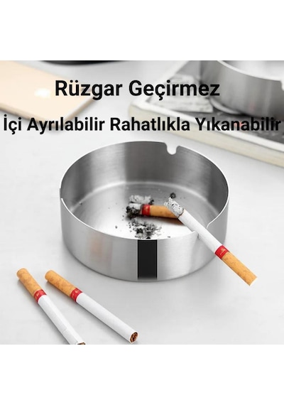 Coofbe Ahşap Kapaklı Masaüstü Küllük Kül Tablası Paslanmaz Çelik Kül Tablası Koku Engellemeli Küllük